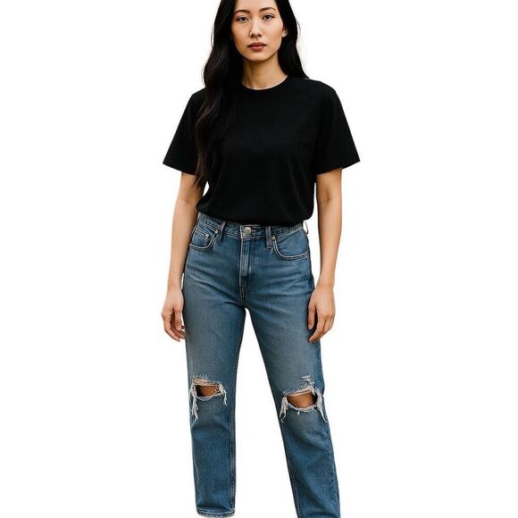 AGOLDE Denim - Agolde Blue 90's Pinch Waist High Rise Distressed Denim Straight Jeans Size 26